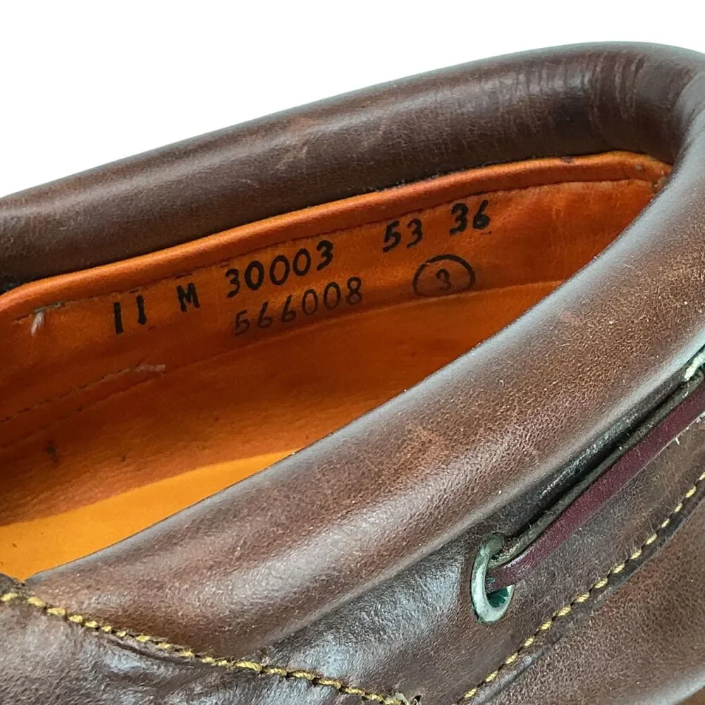 Timberland 3-Eye Lug Boat Shoes Brown Full Grain Leather Mens Size 11 M Handsewn